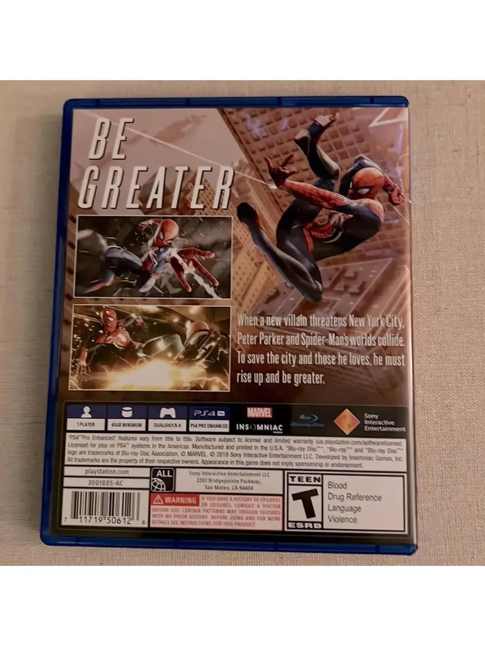 PS4 Marvel Spider-Man w case